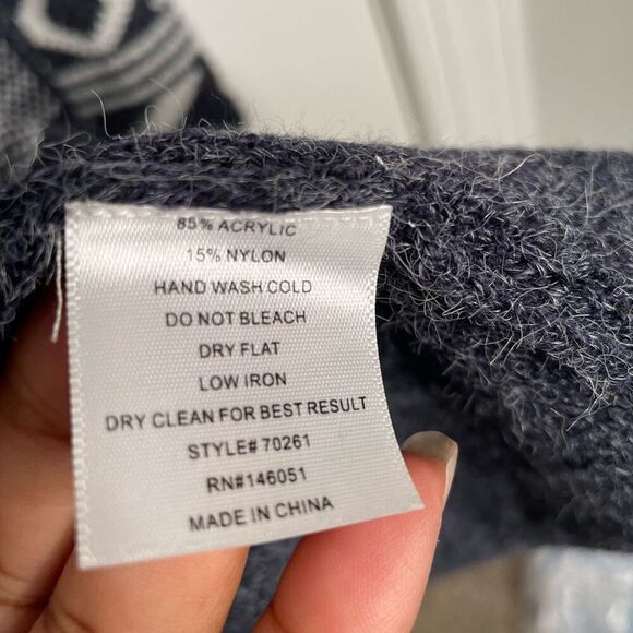 Monteau Womens Fair Isle Cardigan S Navy Long Sleeve Open Front Hygge Duster - Picture 5 of 5